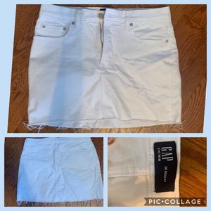 White Gap Jean skirt.